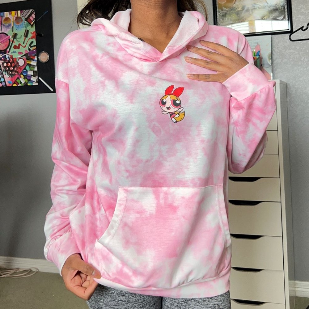 Romwe-Powerpuff Girls Hoodie Tye Dye-Blossom